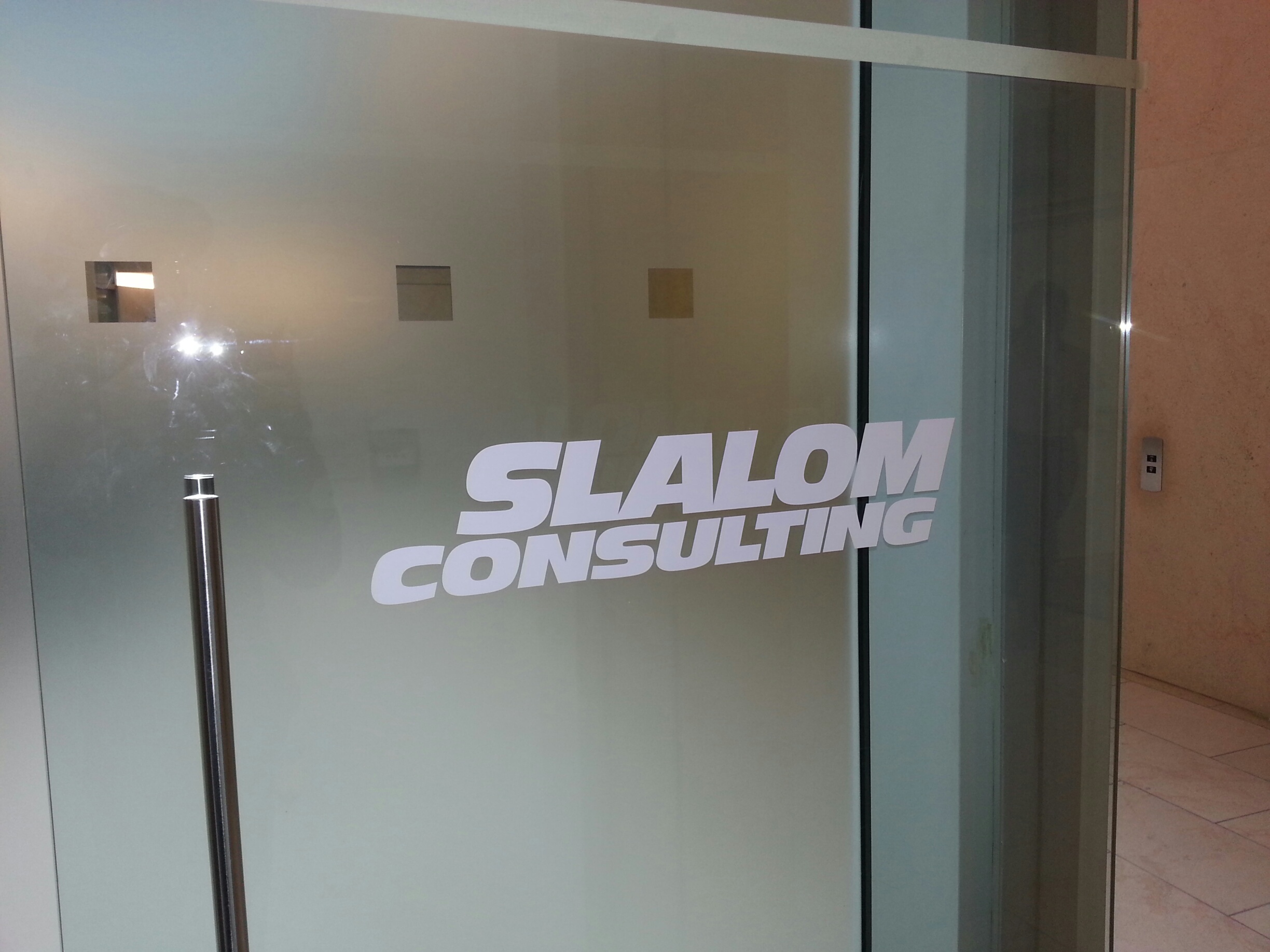 brand signage on window